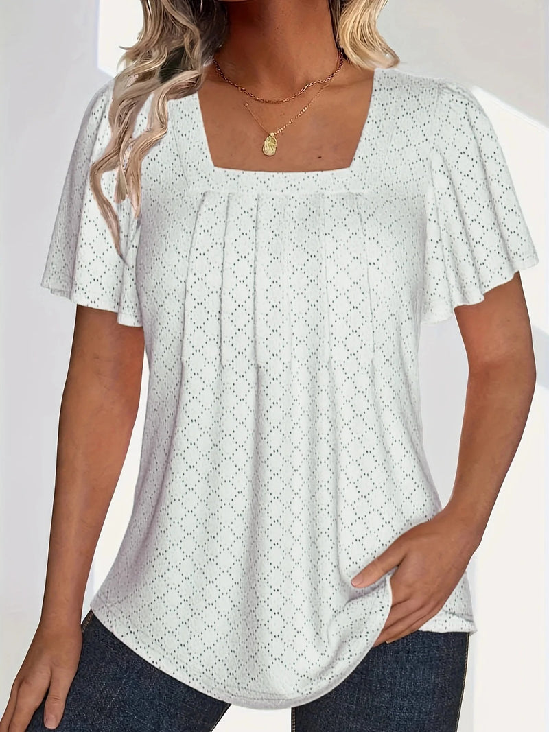 Damebluse med volanger og hull