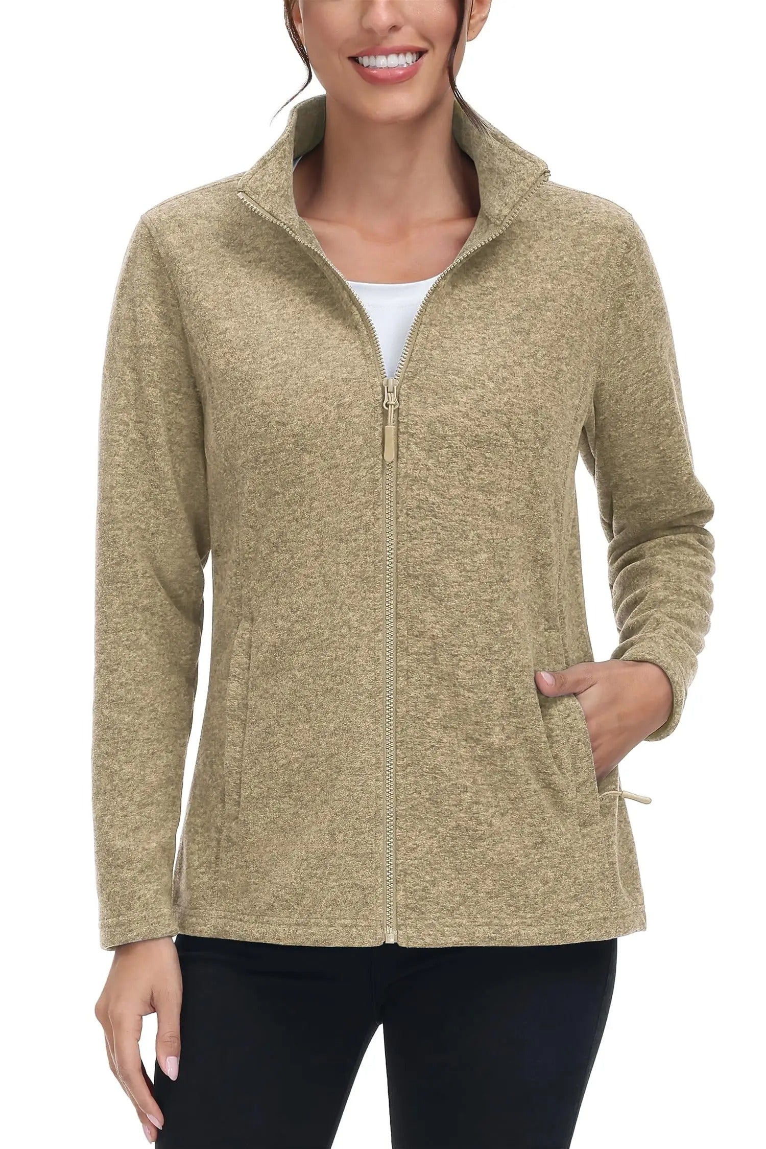Lett fleecejakke med full glidelås for kvinner