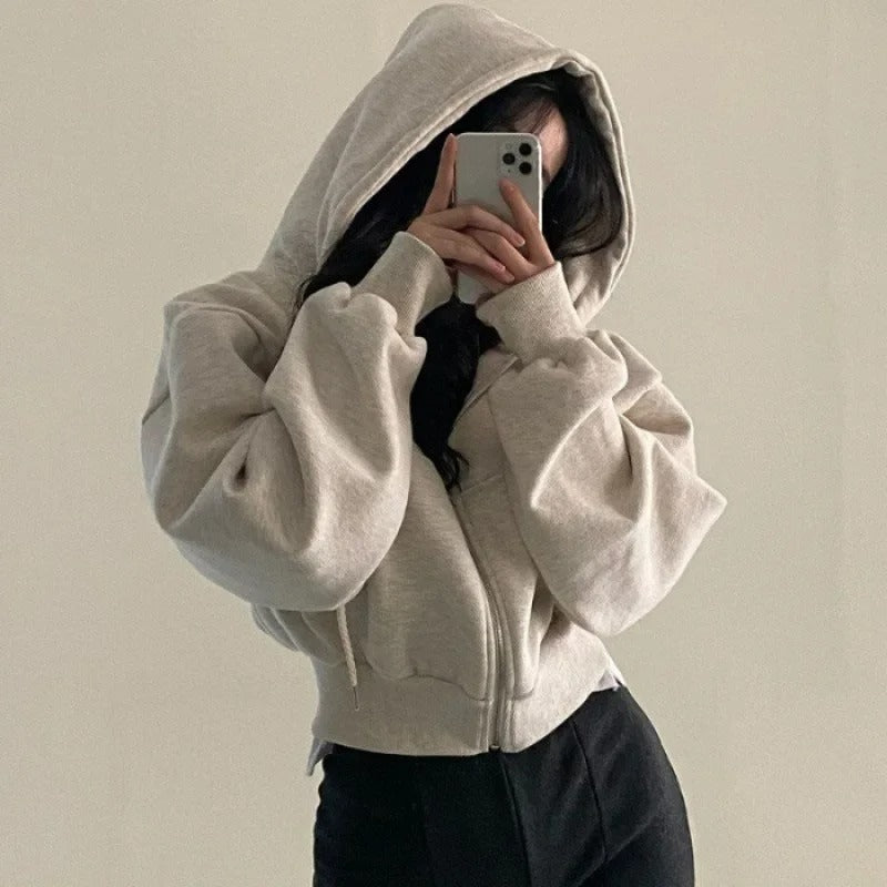Ribbestrikket langermet Crop Top for kvinner