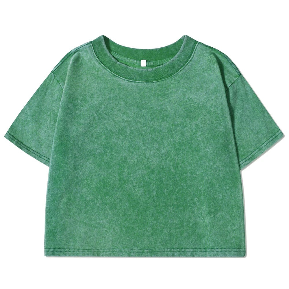Ensfarget Slim Washed T-skjorte for Kvinner