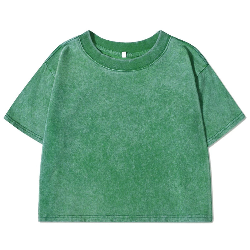 Ensfarget Slim Washed T-skjorte for Kvinner