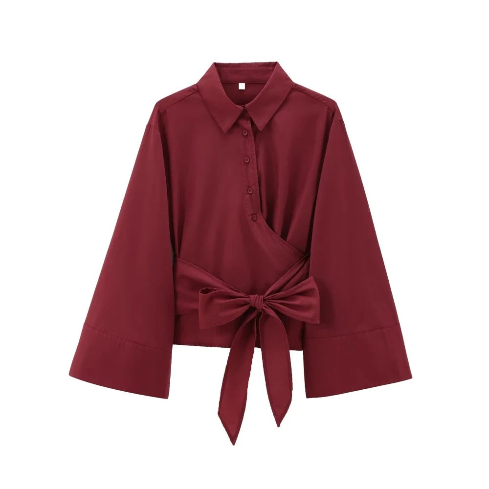 Langermet kimonobluse for kvinner