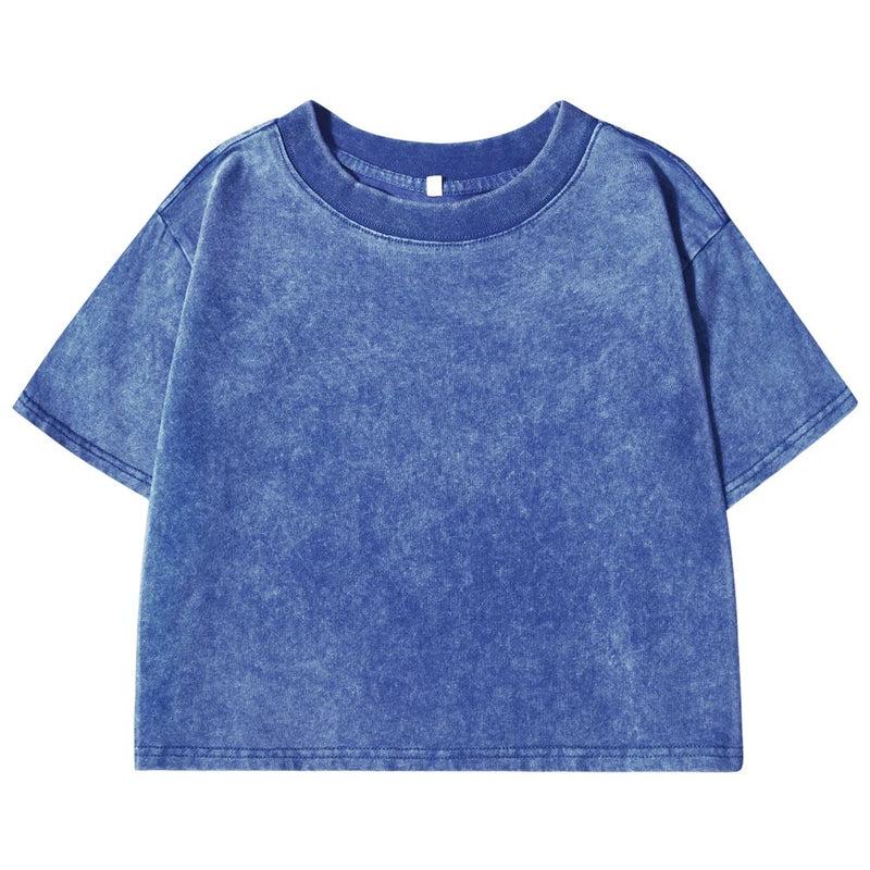 Ensfarget Slim Washed T-skjorte for Kvinner