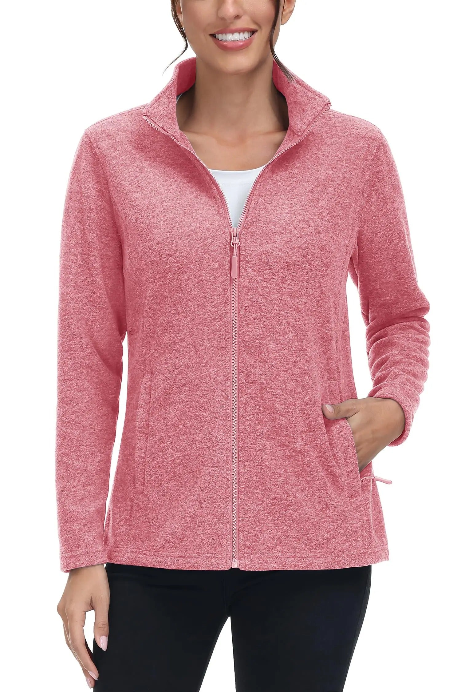 Lett fleecejakke med full glidelås for kvinner