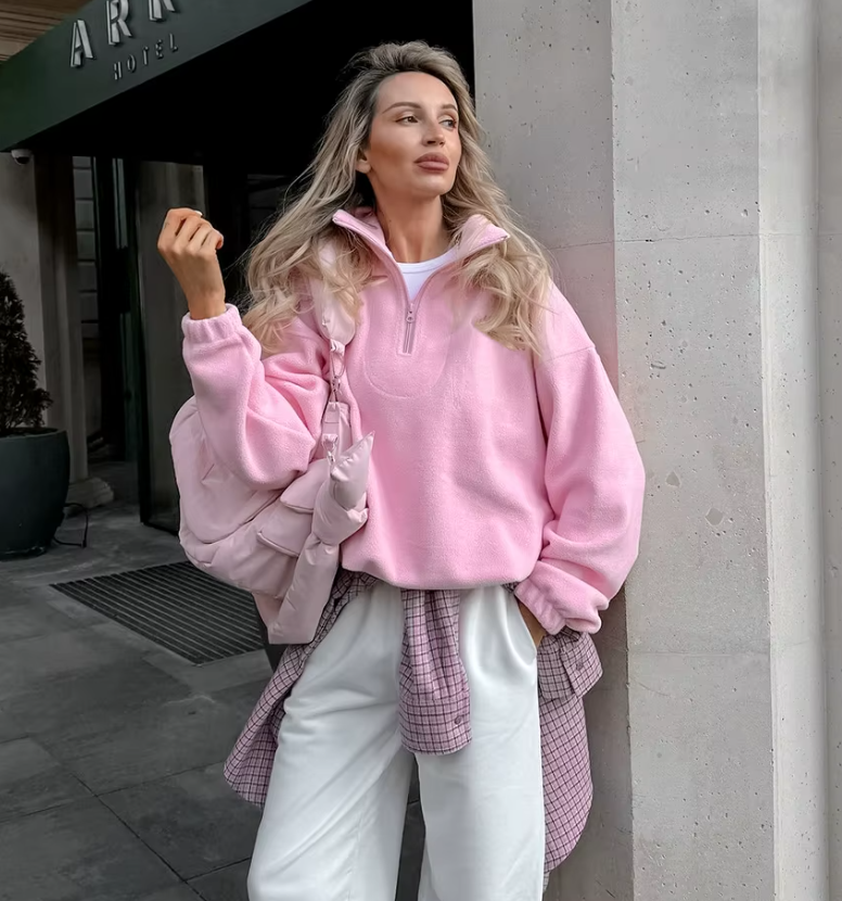 Polar fleece-genser med glidelås for kvinner