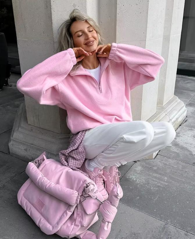 Polar fleece-genser med glidelås for kvinner