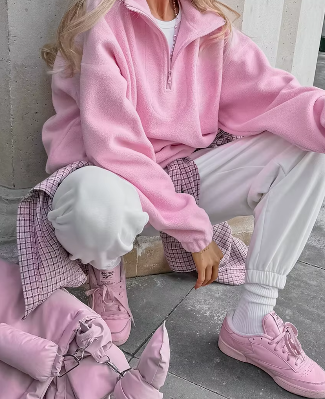 Polar fleece-genser med glidelås for kvinner