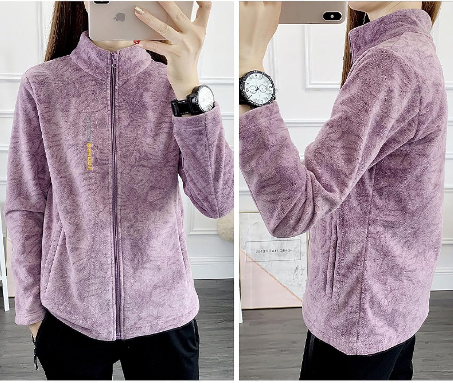 Børstet fleecekåpe til dame