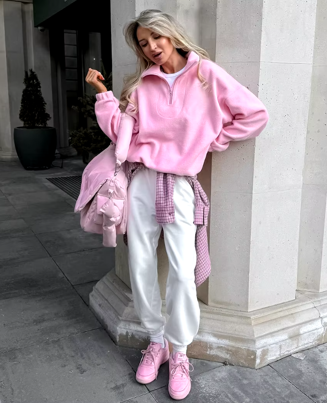 Polar fleece-genser med glidelås for kvinner