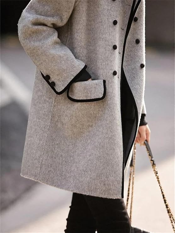 Vintage langermet overfrakk for kvinner