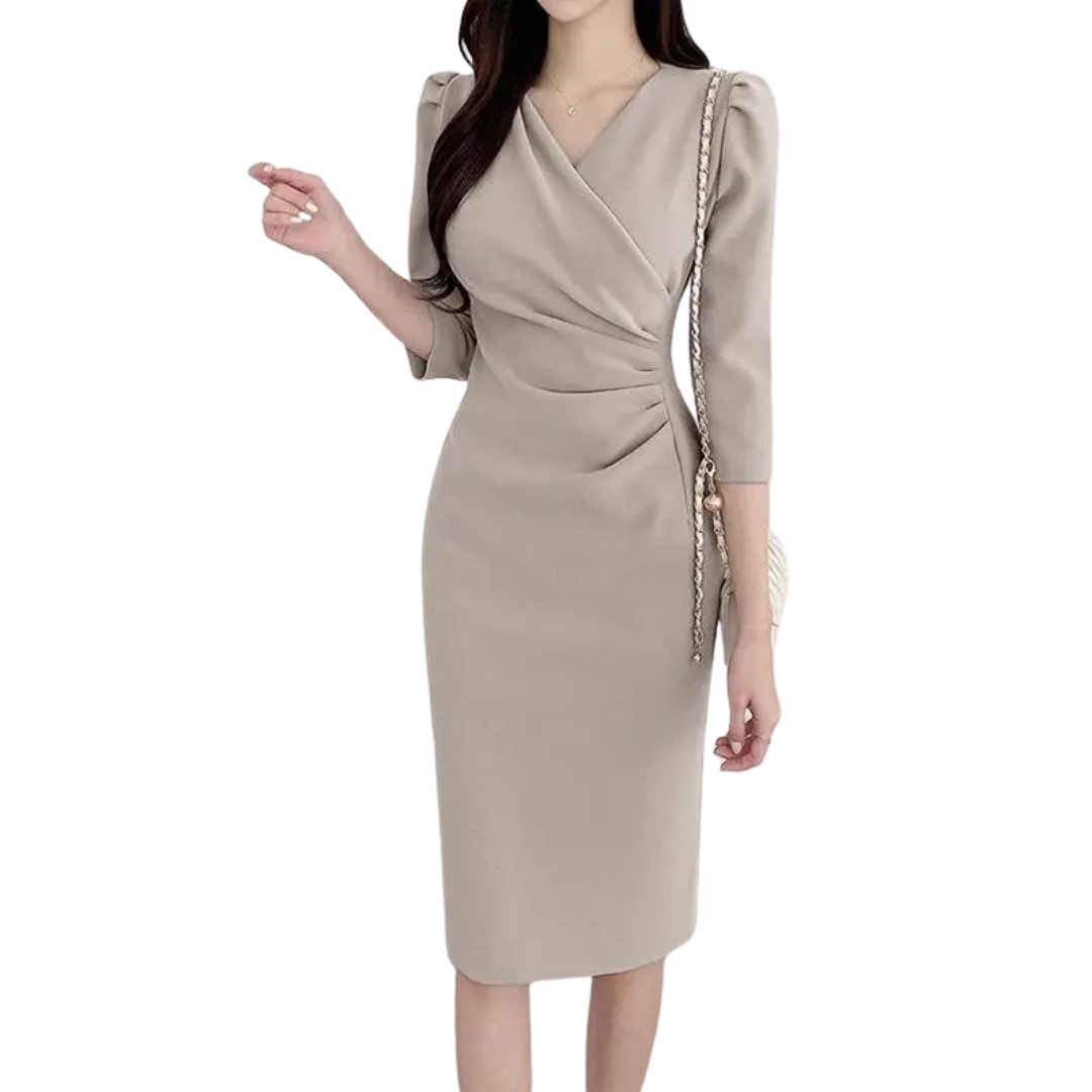 Kvinners V-hals bodycon knelang arbeidsdress