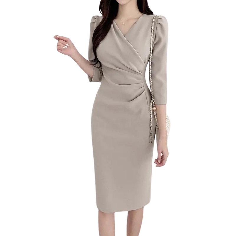 Kvinners V-hals bodycon knelang arbeidsdress