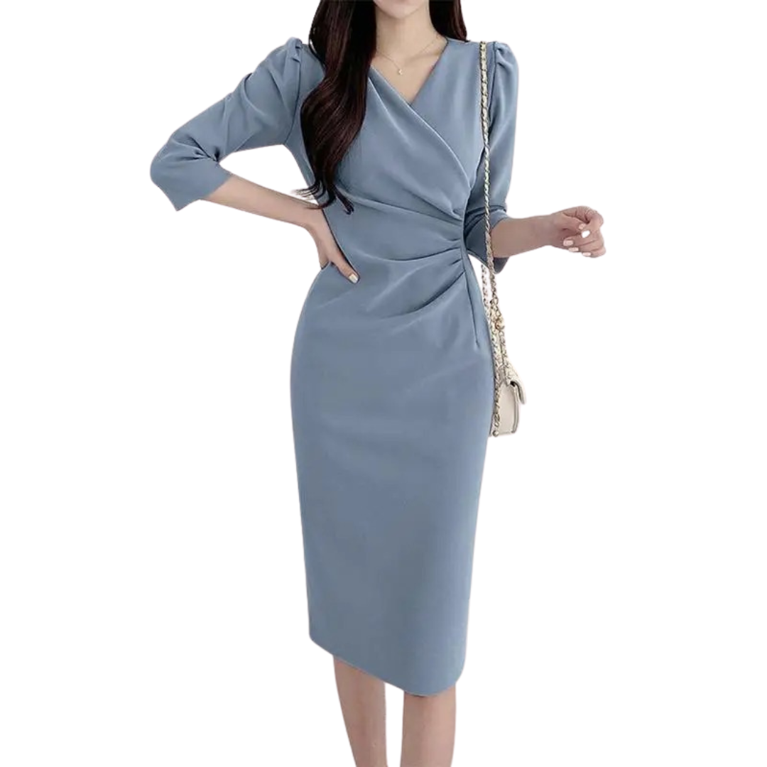 Kvinners V-hals bodycon knelang arbeidsdress