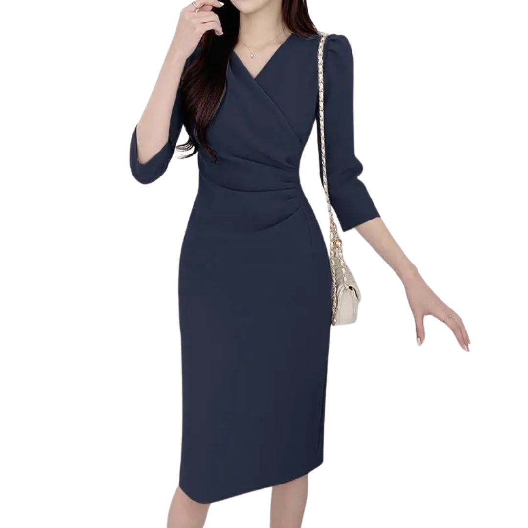 Kvinners V-hals bodycon knelang arbeidsdress