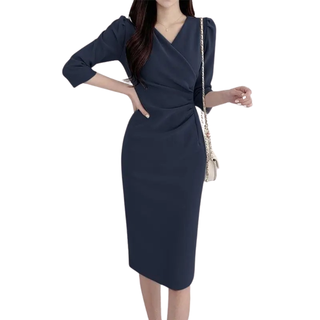 Kvinners V-hals bodycon knelang arbeidsdress