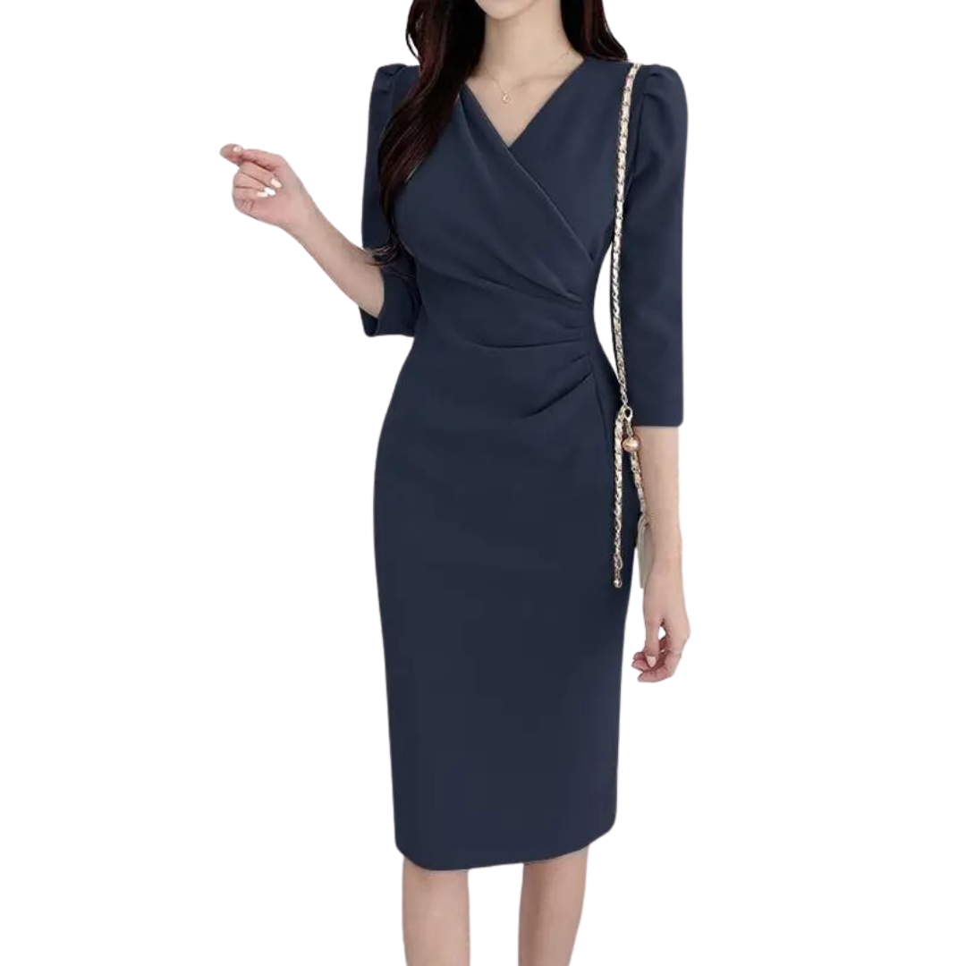 Kvinners V-hals bodycon knelang arbeidsdress