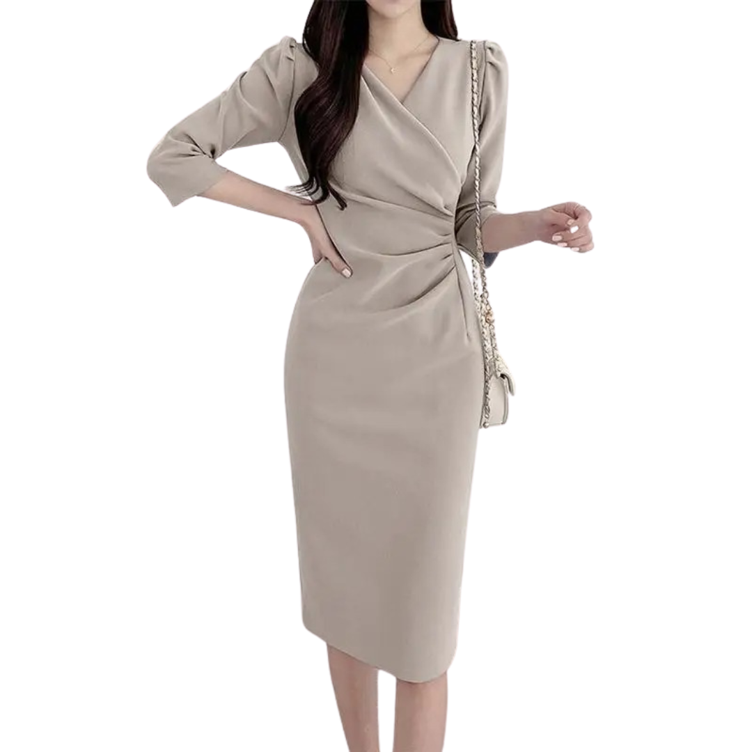 Kvinners V-hals bodycon knelang arbeidsdress