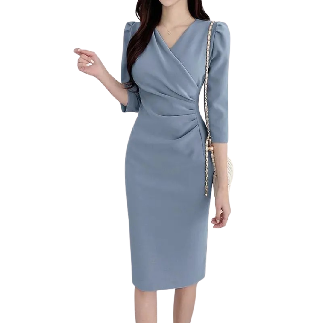 Kvinners V-hals bodycon knelang arbeidsdress